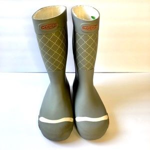 KEEN CORONADO WATERPROOF RAIN BOOTS VULCANIZED RUBBER NEUTRAL GRAY FLEECE LINED